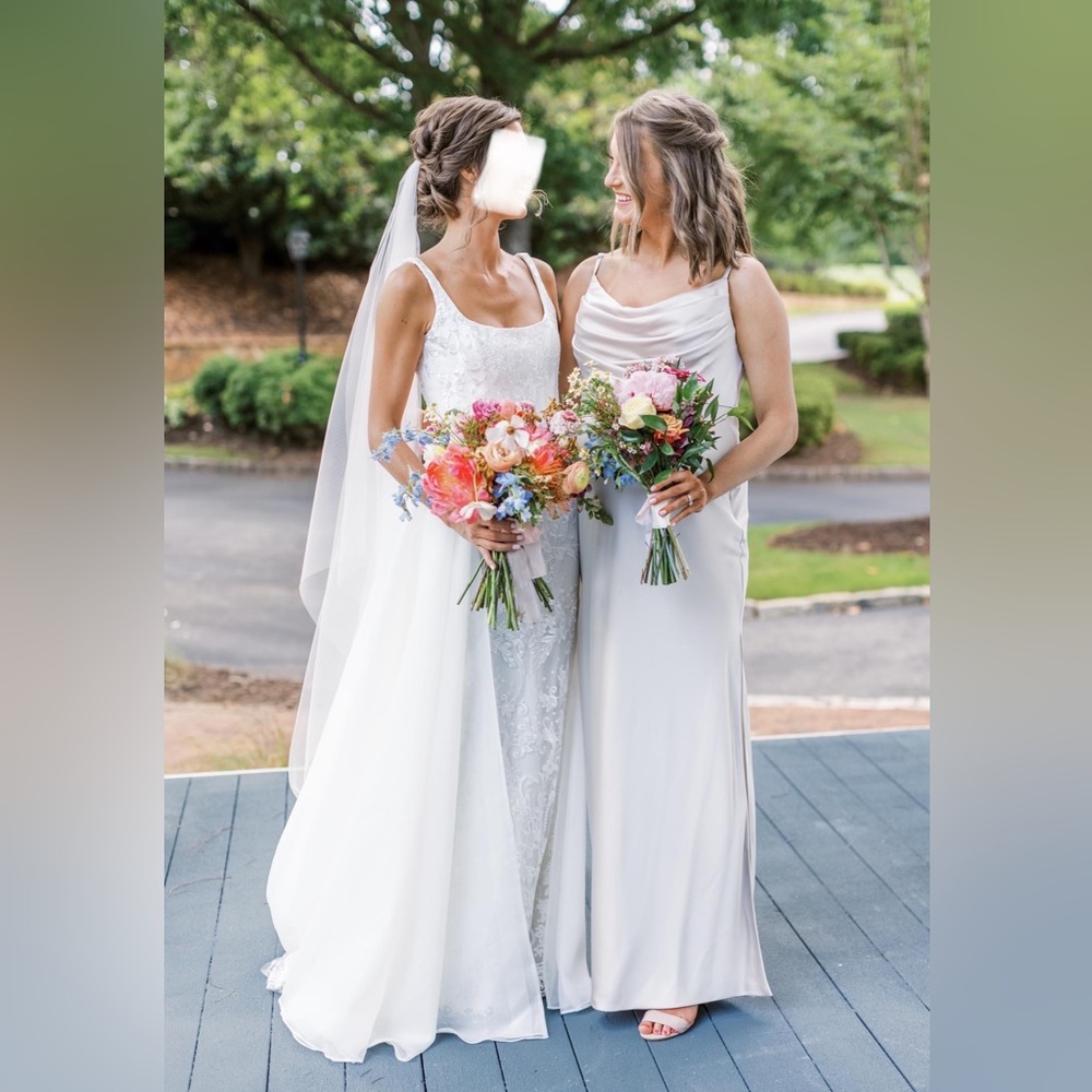 Revelry Skye Satin Soft Champagne Bridesmaid Dress
